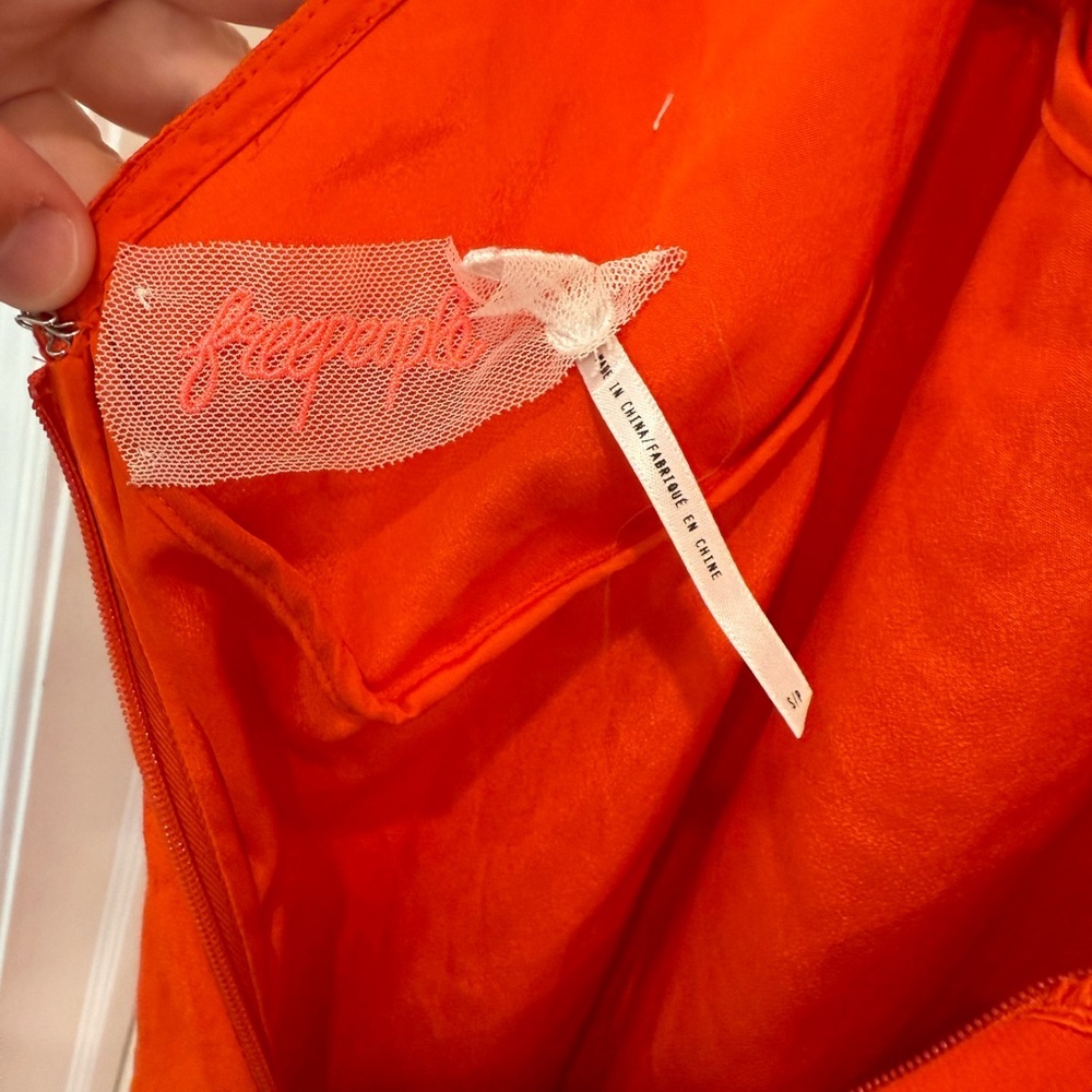 Free People sweet talkin red orange lace Jumpsuit size small - Picture 6 of 8